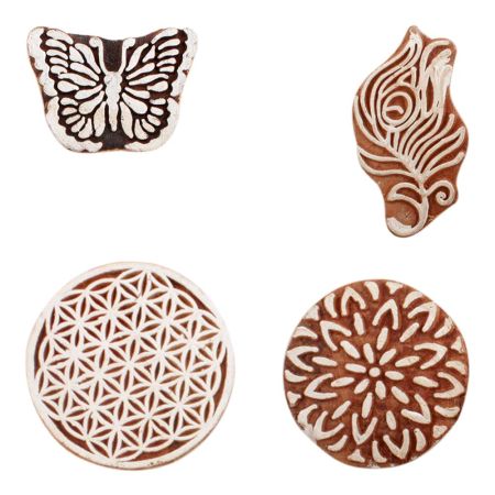 Set of 4 Piece New Mix Wooden Printing Block